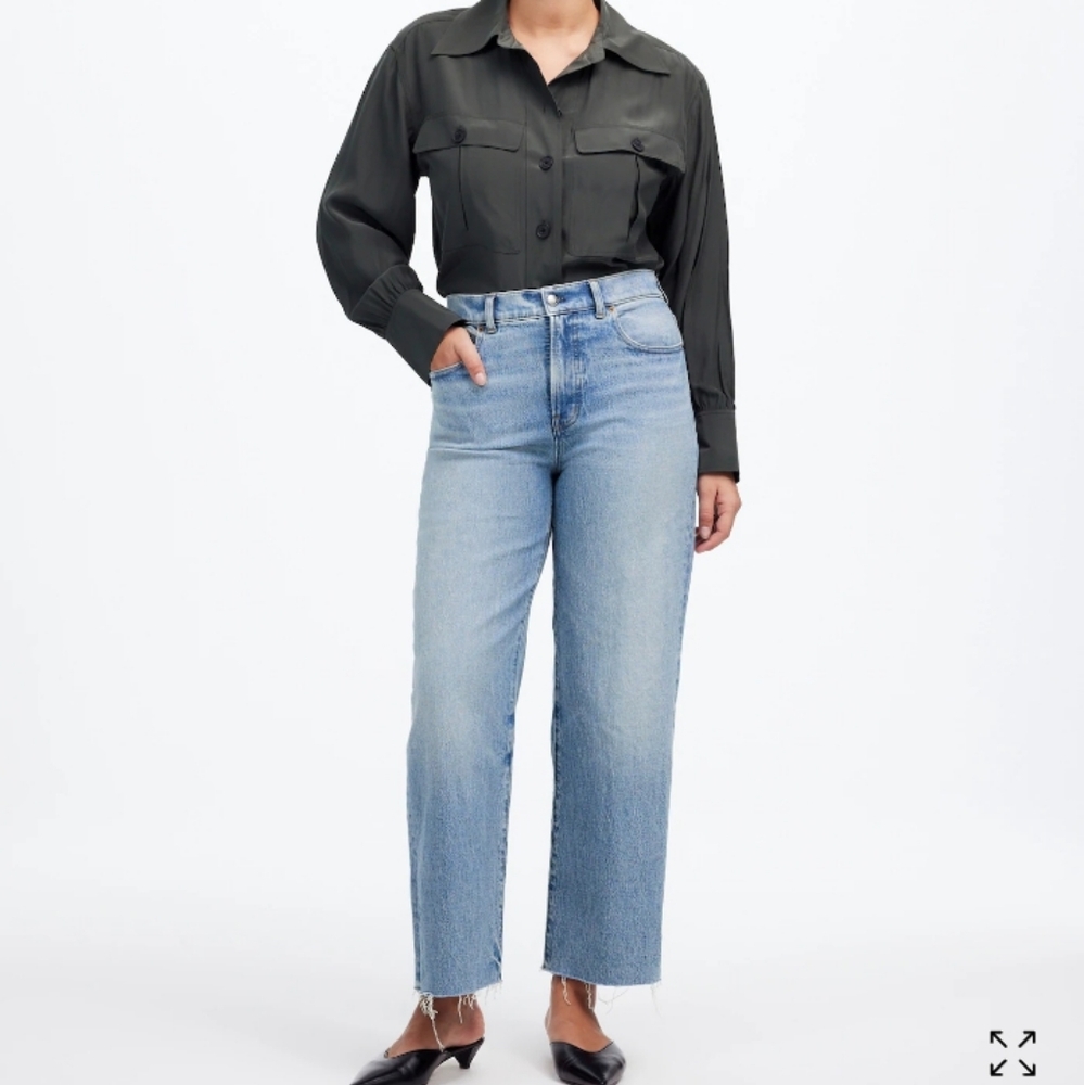 Madewell Perfect Vintage Wide Leg Crop Jeans In Hallstead Wash (33)